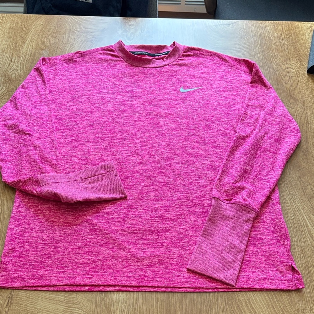 Nike Hot Pink Heather Dri-FIT Long Sleeve Top Size medium
